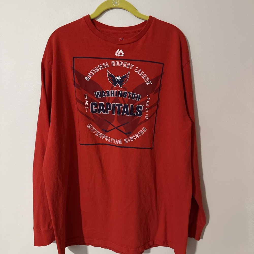 Washington CapitalsHockey  T-Shirt Long Sleeve Red Official NHL ‎ XL VTG